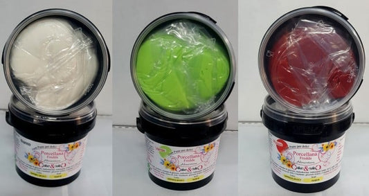 Porcellana Bianca Rossa e Verde Alimentare. Gum Paste per realizzare petali finissimi quasi trasparenti!! Senza Glutine e prodotti O.G.M.