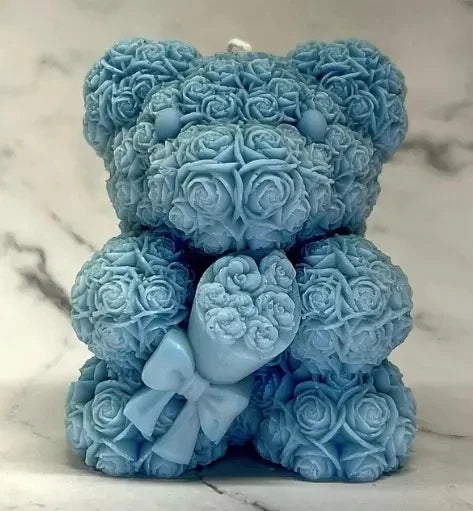 Orsetto di 6 cm con Rose. Stampo in silicone anche per Candele
