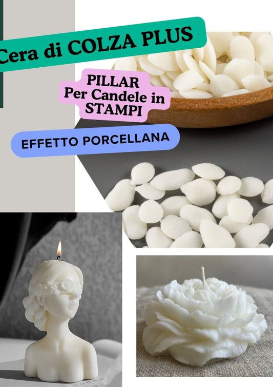 Effetto Porcellana. Cera di Colza Plus per candele in Stampi difficili