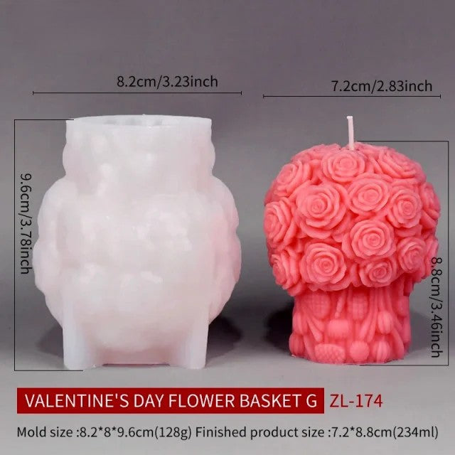 Bellissimo stampo Candela Vaso con Mazzo di Rose di 8.8 cm in silicone