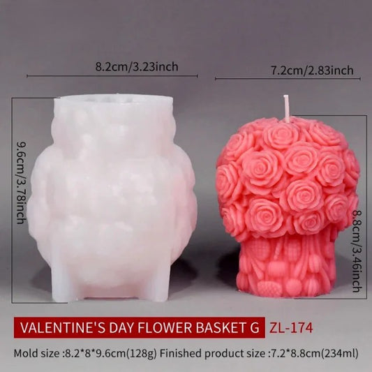 Bellissimo stampo Candela Vaso con Mazzo di Rose di 8.8 cm in silicone