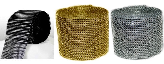 Oro - Argento - Nero - Tiffany - Bianco - Viola. Bordo Strass Alto 10 cm con 24 file