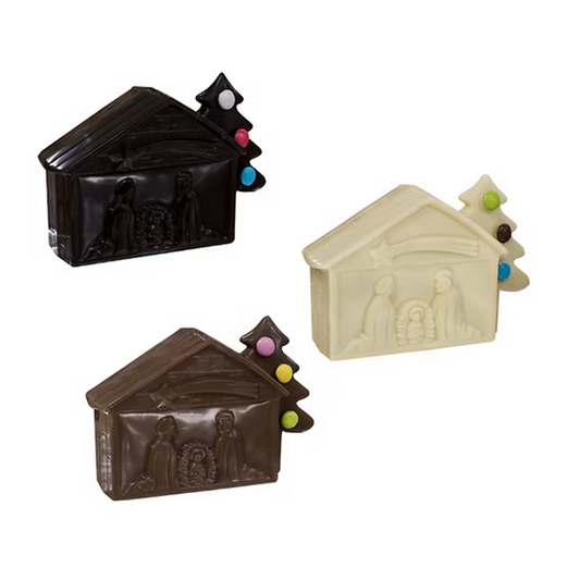 Grotta natività al cioccolato bianco-fondente-latte.  By World Products Shop