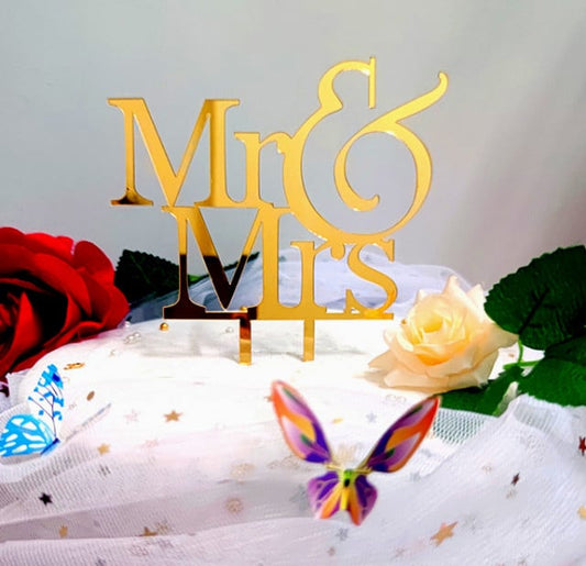 Mr e Mrs. Cake Topper Sposi. Silhouette sagoma nera