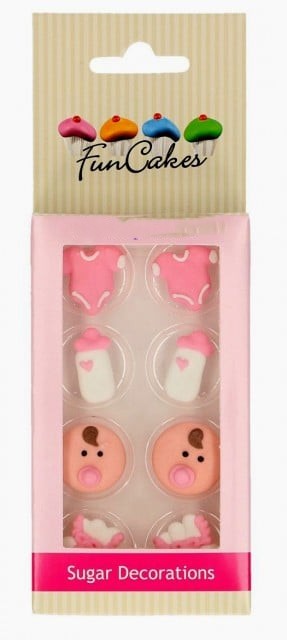 Neonata Rosa. Set di 8 decorazioni in zucchero. Culpitt