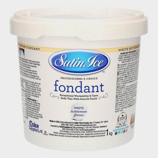 Pasta di zucchero SATIN ICE Bianca Crema di Burro in confezione da 1 Kg. Certificata Kosher. Gluten Free