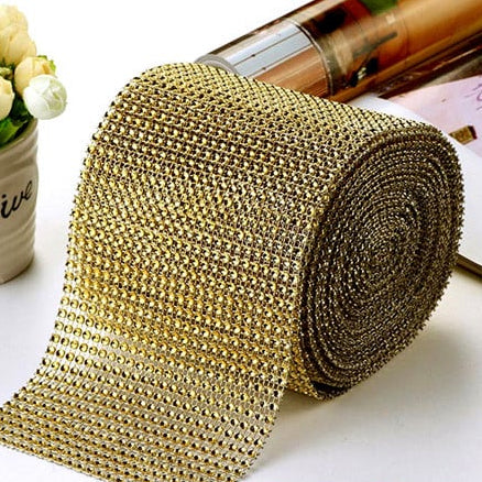 Oro. Bordo Strass Alto 10 cm con 24 file