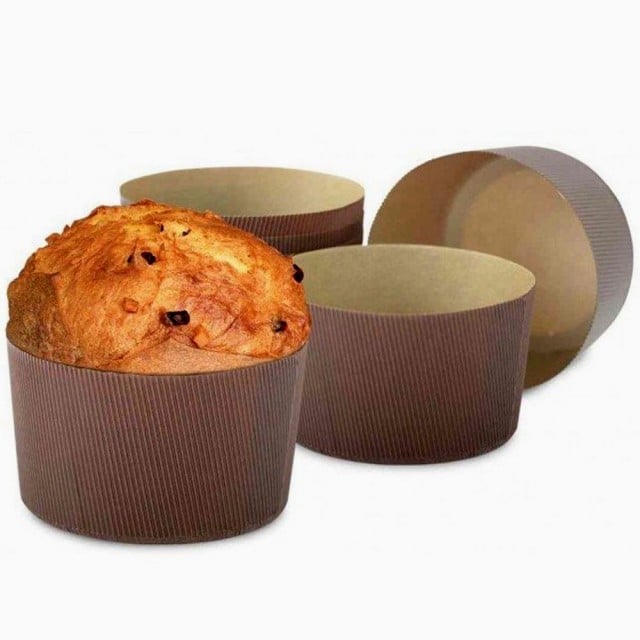 5 stampo Panettone CANASTA da 1 Kg. Stampo Monouso in pura Cellulosa