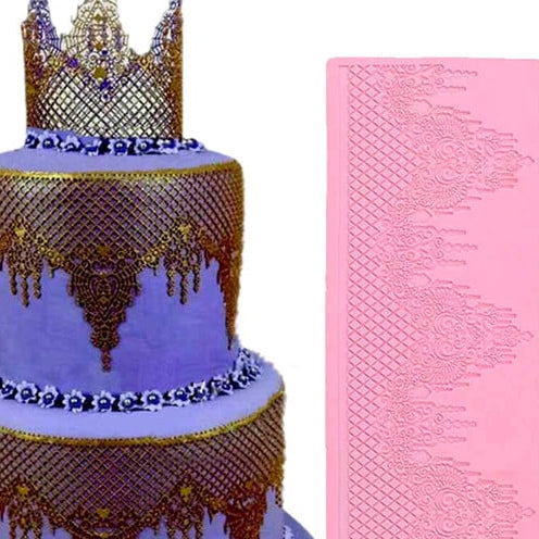 Elegante Bordo Pizzo. Grande Stampo in silicone di 33 cm