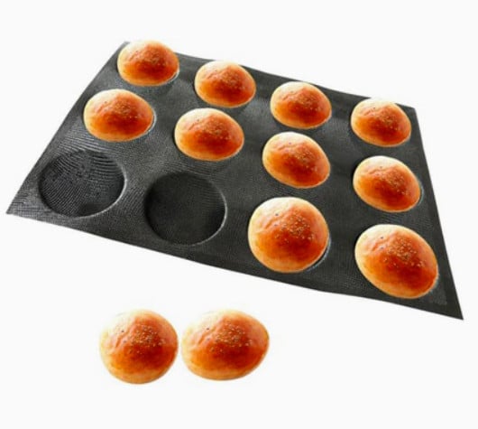 Stampo Microforato 12 Hamburgher in silicone e fibra di vetro