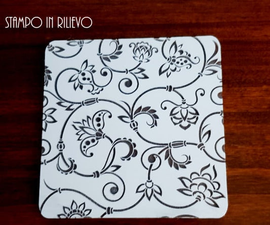 Decorazioni Floreali. Stampo in Rilievo di 10 x 10 cm F-P5