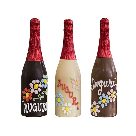 Bottiglia decorata al cioccolato bianco-fondente-latte.  By World Products Shop