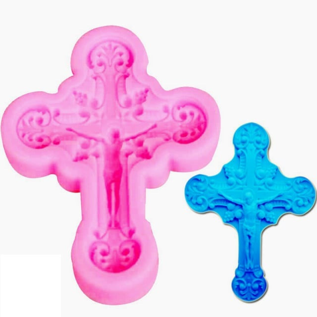 Croce decorata con Gesù. Stampo in silicone