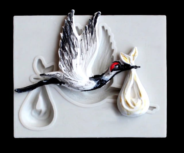 Cicogna che vola con Neonato. Stampo in silicone