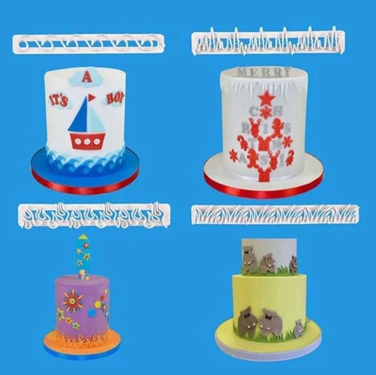 Erba Fiamme Ghiaccio e Onde mare. Set di 4 stampi cutter tagliapasta