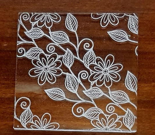 Fiori Margherite e Foglie. Stampo in Rilievo di 10 x 10 cm F-P2