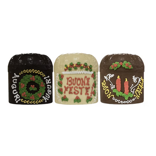 Panettone decorato al cioccolato bianco-fondente-latte.  By World Products Shop