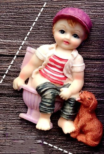 Bambino in Bagno con il Cane. Stampo in silicone