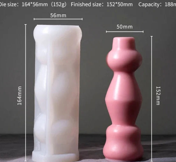 Colonna Geometrica di 15.2 cm. Stampo in silicone anche per Candele