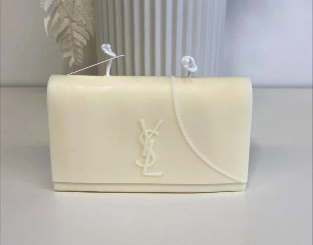 Grande Borsetta Logo Griffe YSL con catenella di 14 x h9 x 3.5 cm. Stampo in silicone anche per Candele