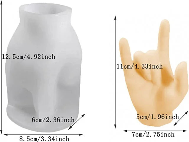 Mano con 3 dita in alto. Stampo in silicone anche per Candele