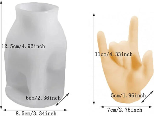 Mano con 3 dita in alto. Stampo in silicone anche per Candele