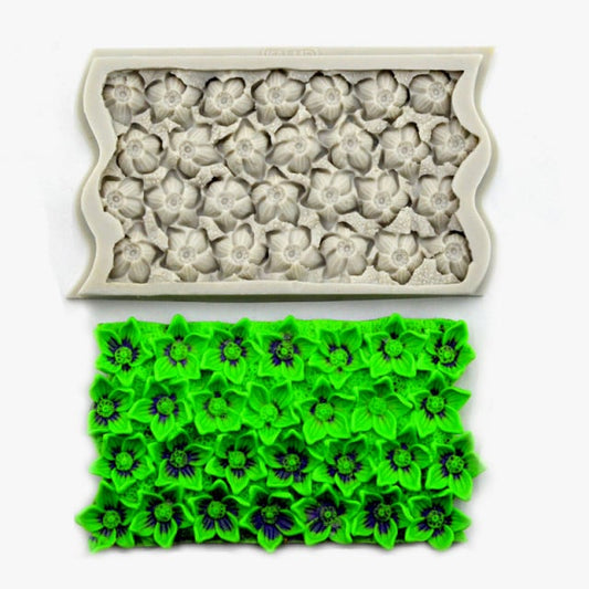 Fiori. Grande Bordo Floreale di 20 x 12 cm in silicone con molti Fiori