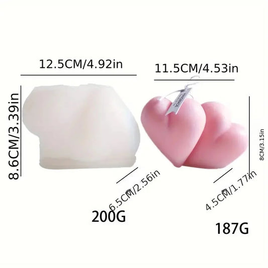 Doppio Cuore. Stampo stilizzato in silicone anche per Candele