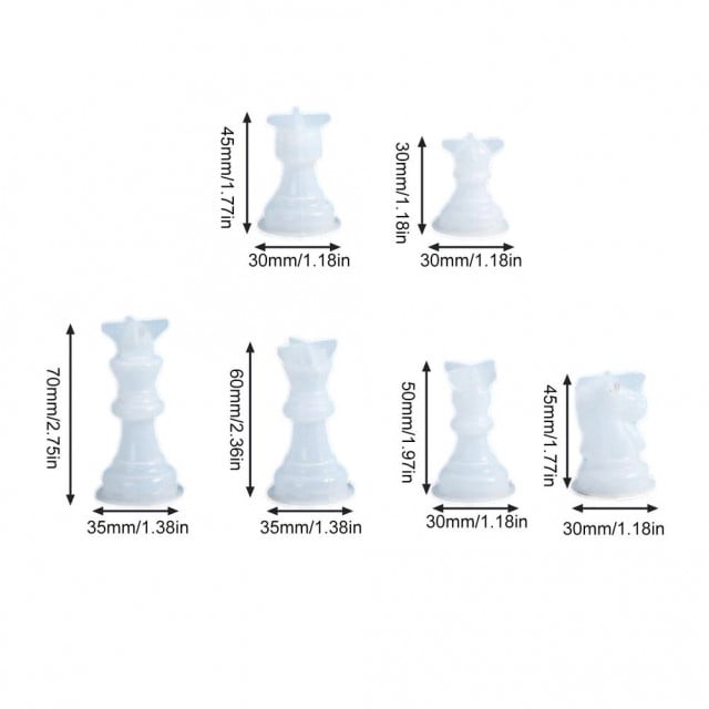 Set completo di Scacchi 3/D con Tastiera di 28 cm. Stampo in Resina trasparente