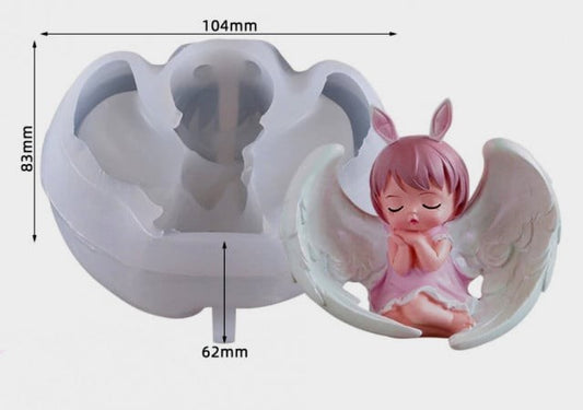 Angelo Bambina a mani giunte con le Ali. Stampo in silicone