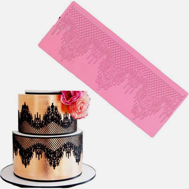 Elegante Bordo Pizzo. Grande Stampo in silicone di 33 cm