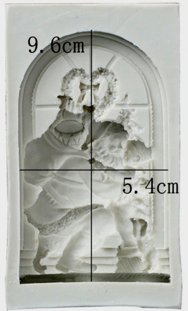 Grande Babbo Natale con sacco regali e Bambino. Santa Claus Window Silicone Mold. Stampo silicone