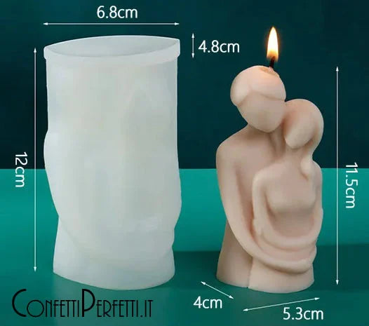 Uomo Donna abbracciati. Stampo stilizzato in silicone anche per Candele