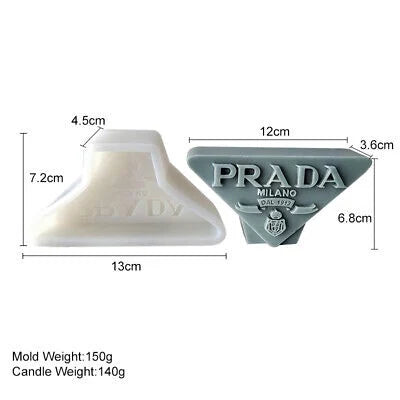Logo Prada di 5.9 e 12 cm. Stampo in silicone anche per Candele