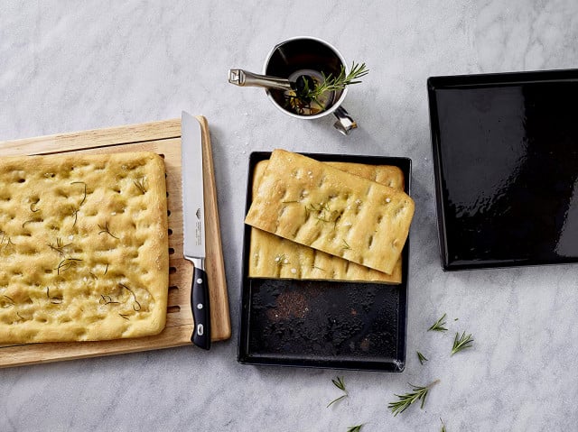 60 x 20 x 2 cm. Teglia in lamiera Ferro blu 8/10 artigianale per uso Alimentare