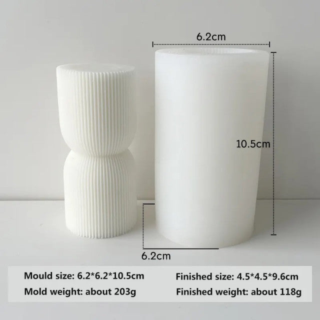 Colonna di 10 o 15 cm a righe sottili. Stampo in silicone anche per Candele