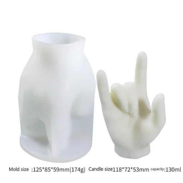 Mano con 3 dita in alto. Stampo in silicone anche per Candele