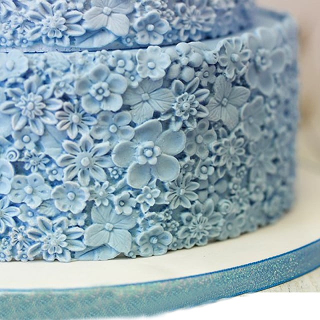 Fiori. Grande Stampo Bordo Floreale di 37 x 12 cm in silicone con molti Fiori