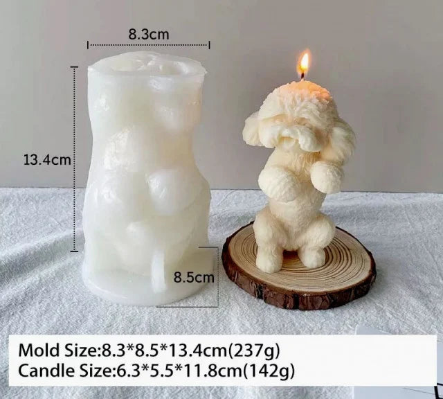 Cagnolino in piedi di 13.4 x 8.5 x 8.3 cm. Stampo Cane in silicone anche per Candele