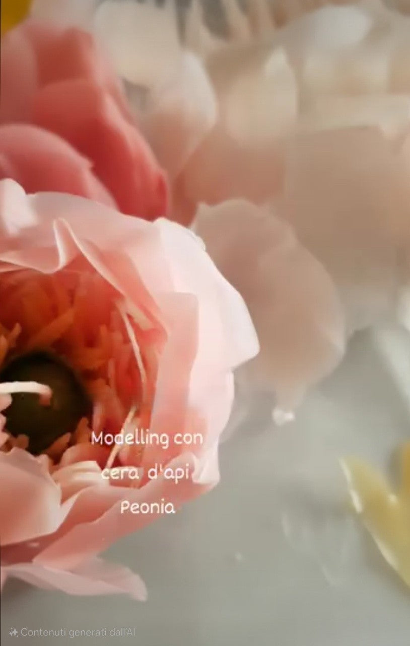 Peonia in Cera d'Api realizzata a mano. Set di 5 Stampi Cutter