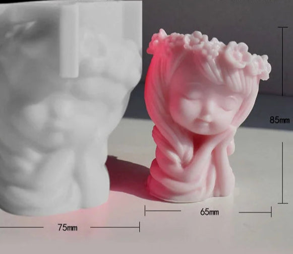 Viso Bambina Vaso di 8.9 cm. Stampo in silicone anche per Candele