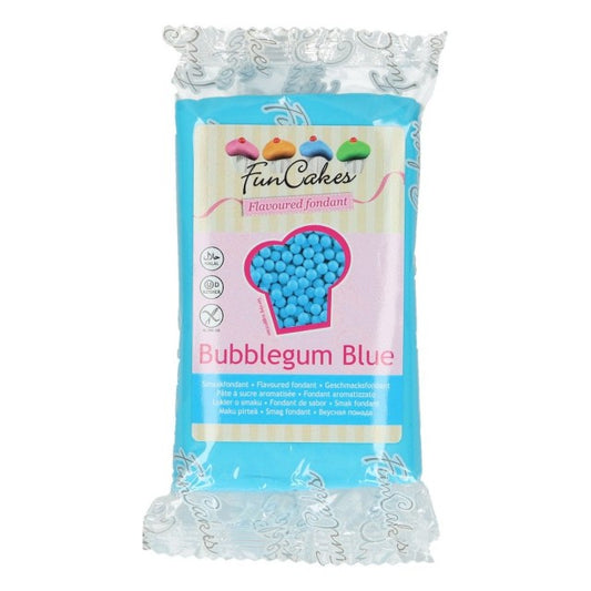 Aromatizzata bubble gum blue. Pasta di zucchero FunCakes. 250 gr.Senza Glutine