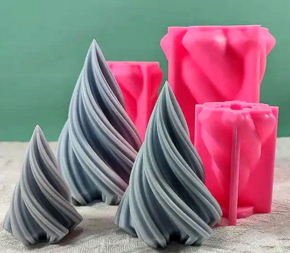 Grande Albero di Natale a Spirale in 3 dimensioni. Stampo in silicone anche per Candele