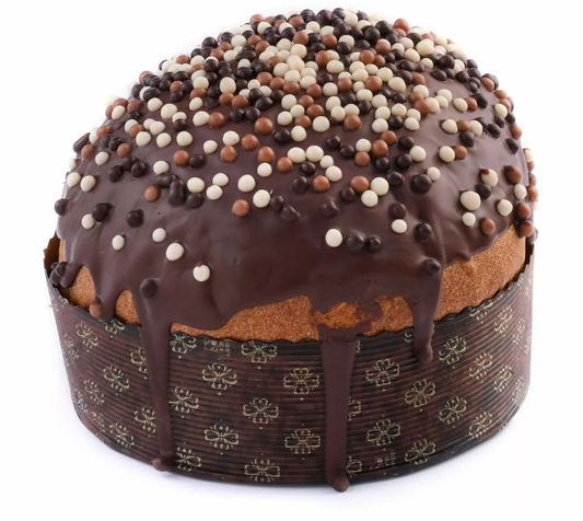 panettone artigianale con lievito madre farcito ai 3 cioccolati da 1 KG