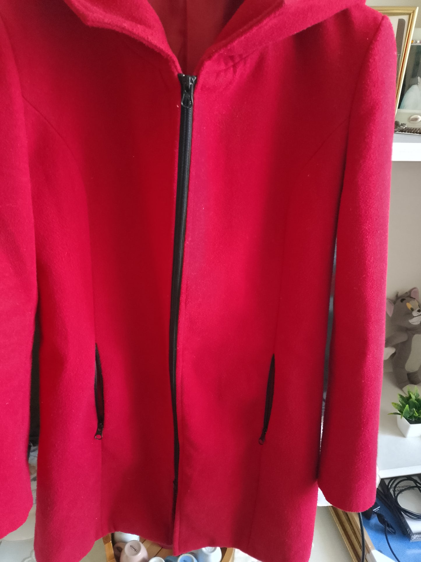 cappotto donna Rosso. Misto Lana-viscosa. Elegante. Taglia L